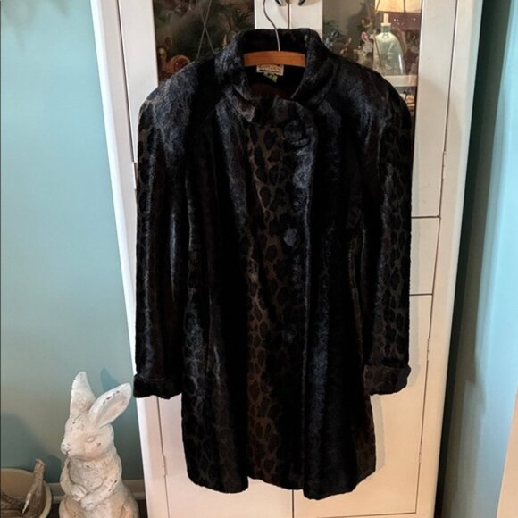 Lorovi sz 12 Vintage faux fur Leopard Print Coat euc - Picture 1 of 12
